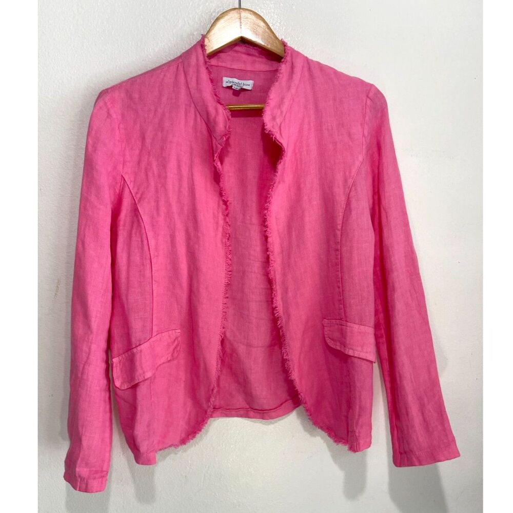 Splendid Iris made in italy linen cardigan unlined blazer pink summer women SM